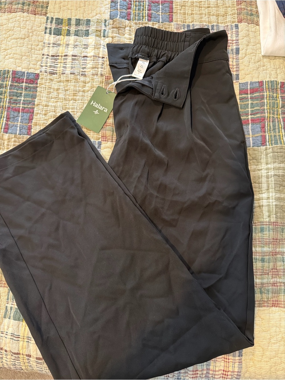 Halara Wide Leg Dress Pants Women’s Medium Black Stretch Work Trousers NWT